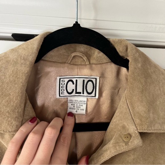 Vintage 100% Leather Tan Suede Jacket Size 4 VTG 90s - Picture 7 of 10